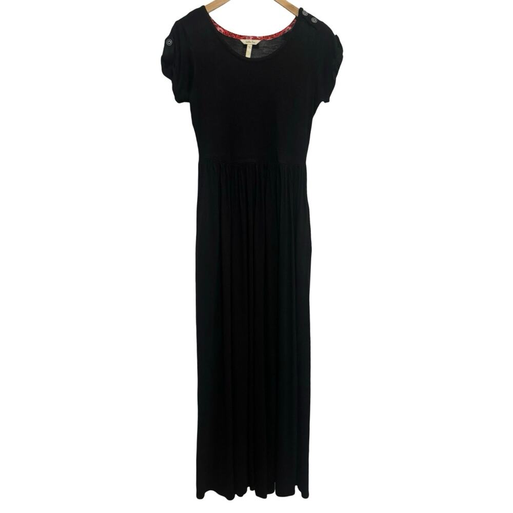 Matilda Jane Make Believe Night Owl Maxi Dress M Rayon Short Roll Tab Sleeve